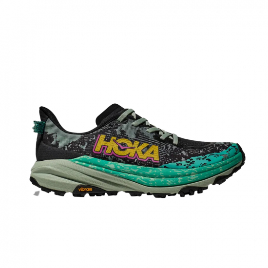 Hoka Speedgoat 6 Women Black/Aloe Vera i gruppen Skor / LPNING / Trailskor hos Rune stberg Cykel & Sport Aktiebolag (1147811 BLVRr)